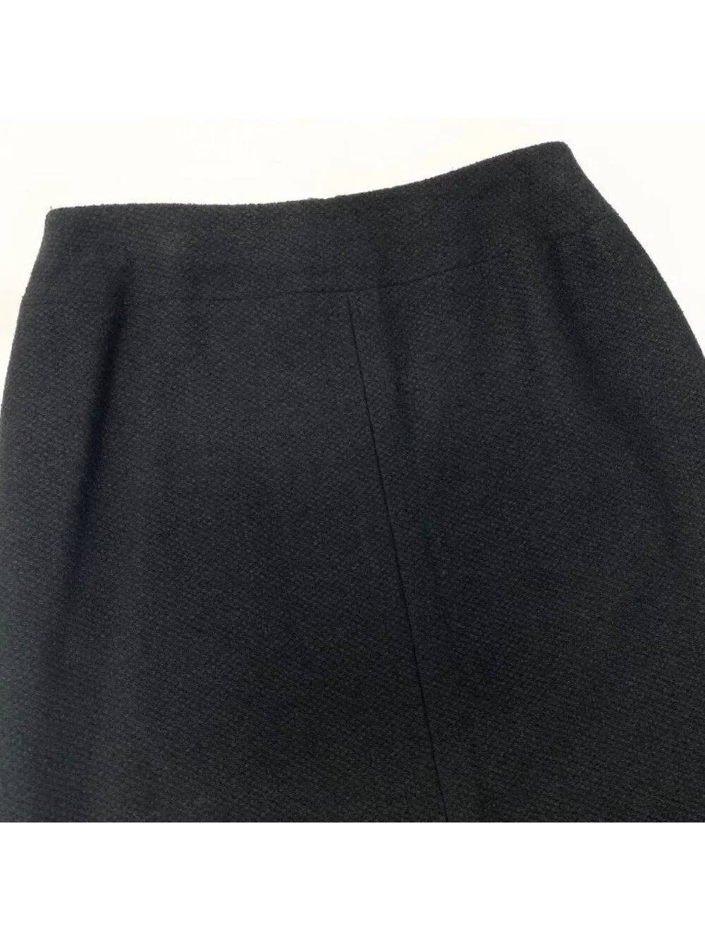 Chanel Boutique Wool Skirt Knee Length Black